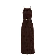 Brown crinkle maxi dress