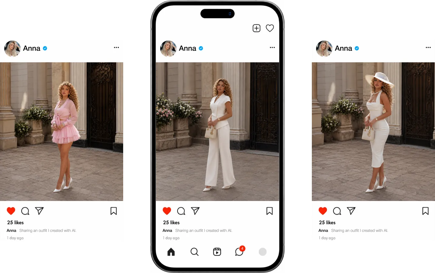 A look generated in the fitting room shared in a social feed