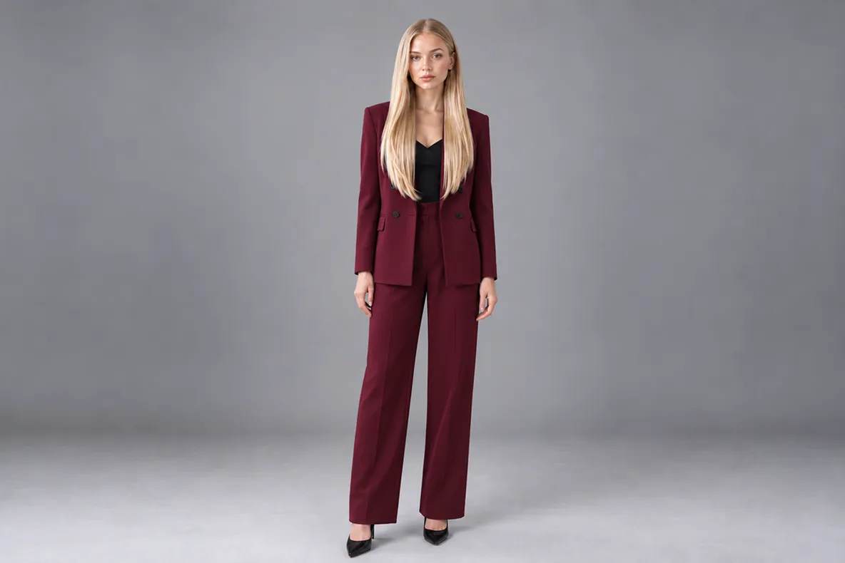Marsala-coloured suit