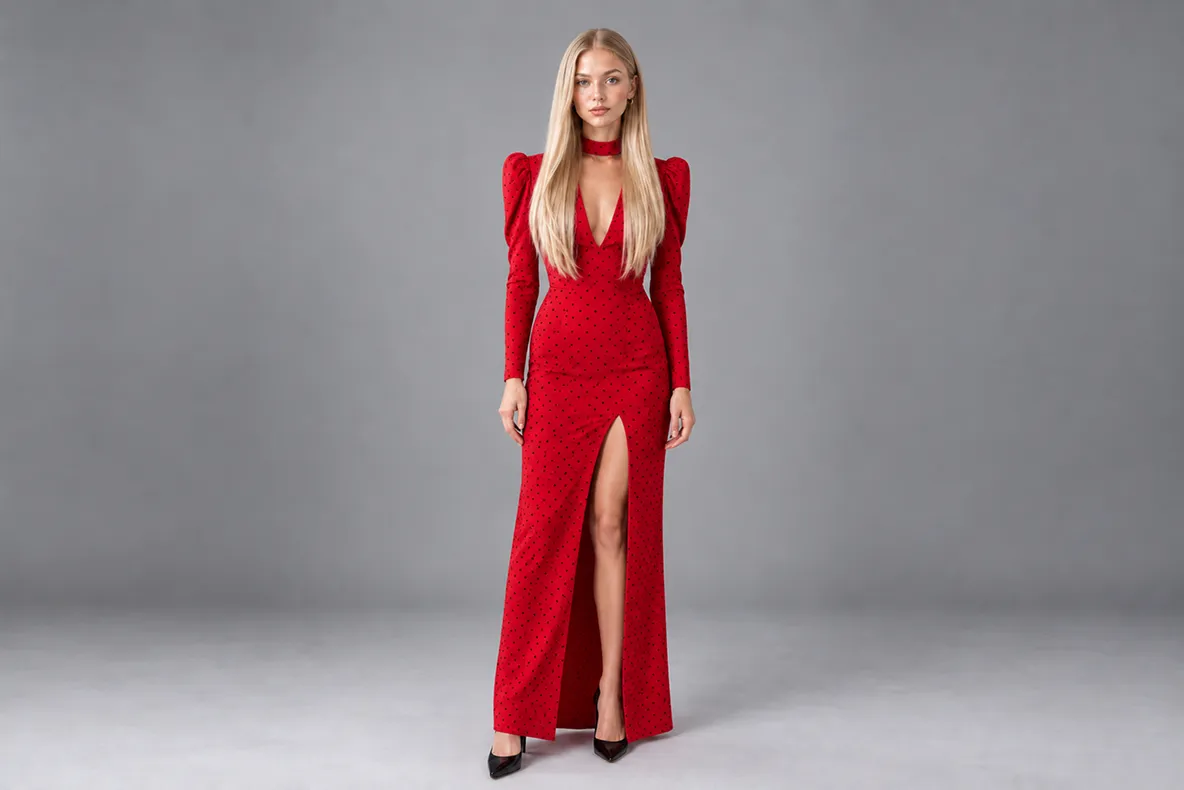 Red maxi dress